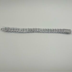 Moissanite Cuban Bracelet Miami 4 Row Iced Hip Hop Silver 15mm 8.5  Inch New